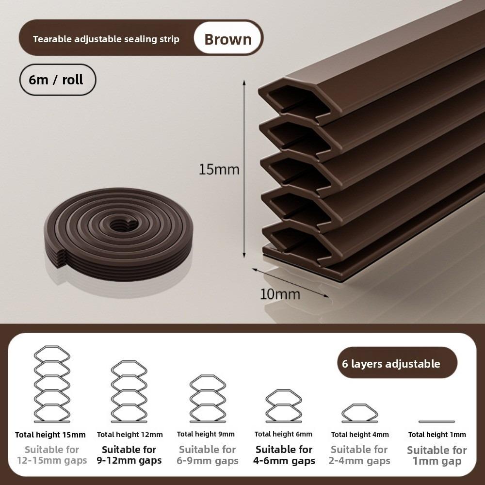 6M/Roll Door Seam Sealing Strips Dust-proof Self-adhesive Window Gap Sealing Strip Windproof Soundproof