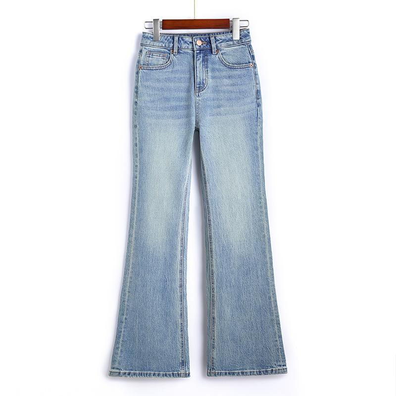 Women's High Rise Flare Jeans Medium Stretch Tencel Denim Bell Bottom Pants Korean Casual Long Jeans Spring Daily Wear