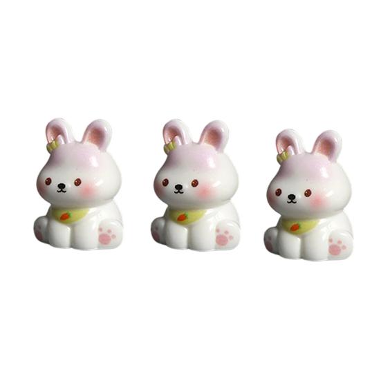 3 Pcs Miniature Resin Rabbit Easter Figurine, Cartoon Cute Tiny Bunny Animal Figures for Easter Egg Fillers, Fairy Garden, Dollhouse, Cake Topper