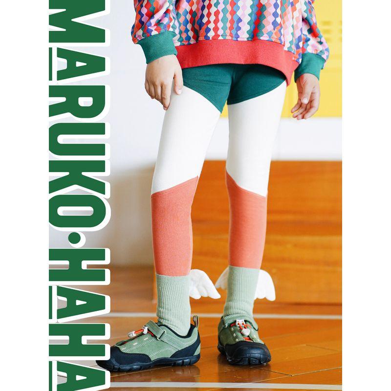 Toothpick Maru Maru and His Friends' Three-Color Patchwork Leggings, New Spring Style for Girls, Can Be Worn Outside as Yoga Pants