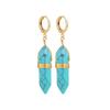 Fashion Handmade Wire Wrapped Purple Natural Stone Hexagonal Bullet Drop Earrings for Women Polygon  Statement Earring