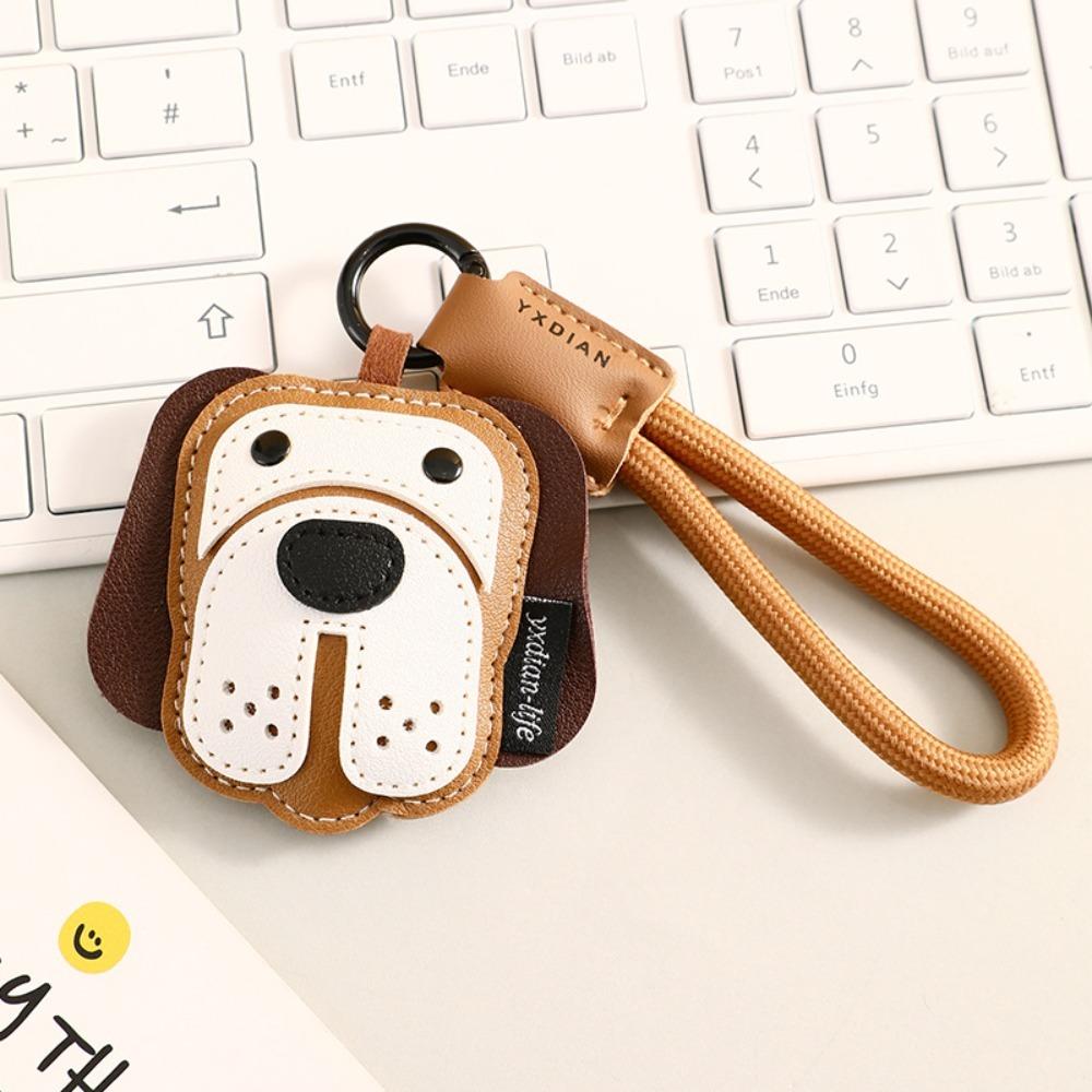 Alloy Puppy Car keychain Leather Small Pendant New Bag Charm  Birthday Gift Beagle