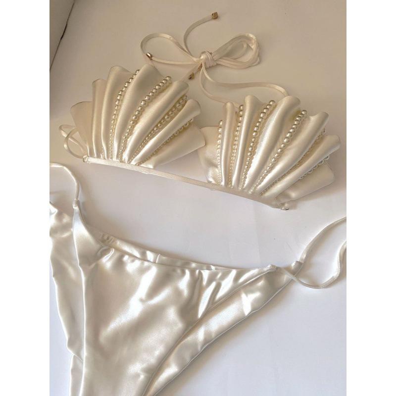 

Бикини Принцесса Русалка Жемчуг: Белый купальник с драпировкой для женщин Large: 110-125 jin