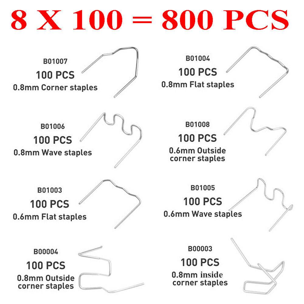 800 peças Hot Staples Automotive Plastic Repair Welding Nail para carro Bumper Fender Soldador Grampeador Kit de reparo de soldagem de plástico