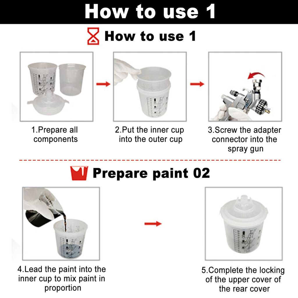 Disposable Paint Spray Gun Cup Liners and Lid System for Automotive Paint Gun 40 Pack 810ml 28oz Mixing Cup Liners 40