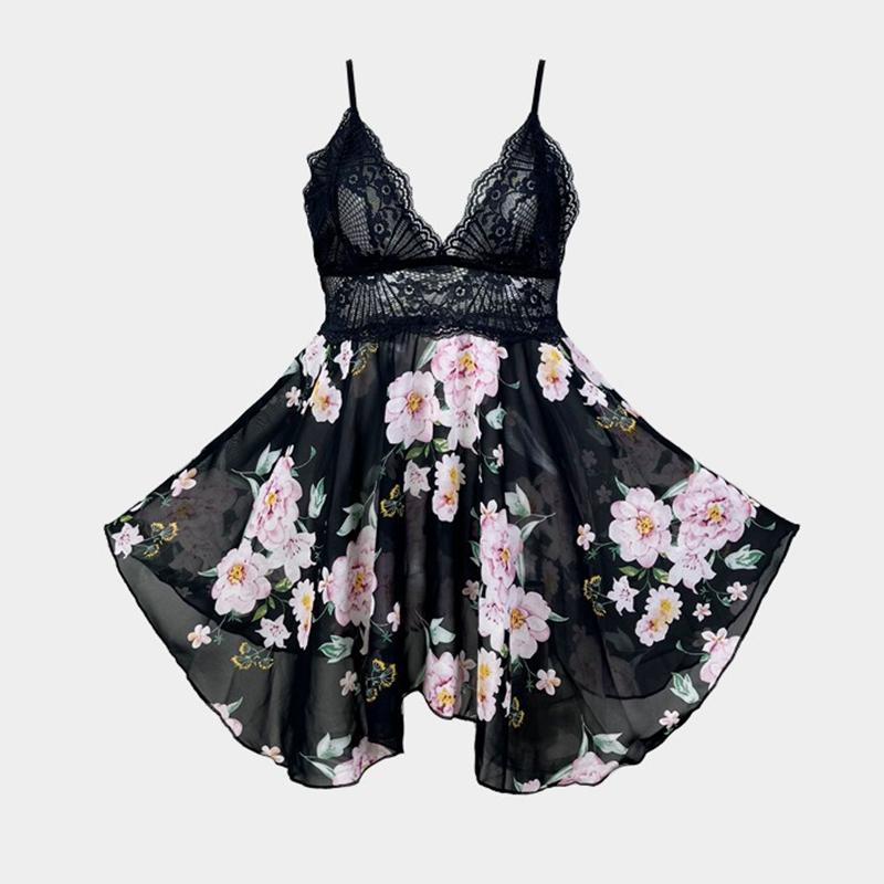 

Кружевное платье-тедди Сексуальное нижнее белье для женщины Прозрачная порно Сексуальная одежда Бэбидолл Эротическое нижнее белье Одежда для сна S чёрный