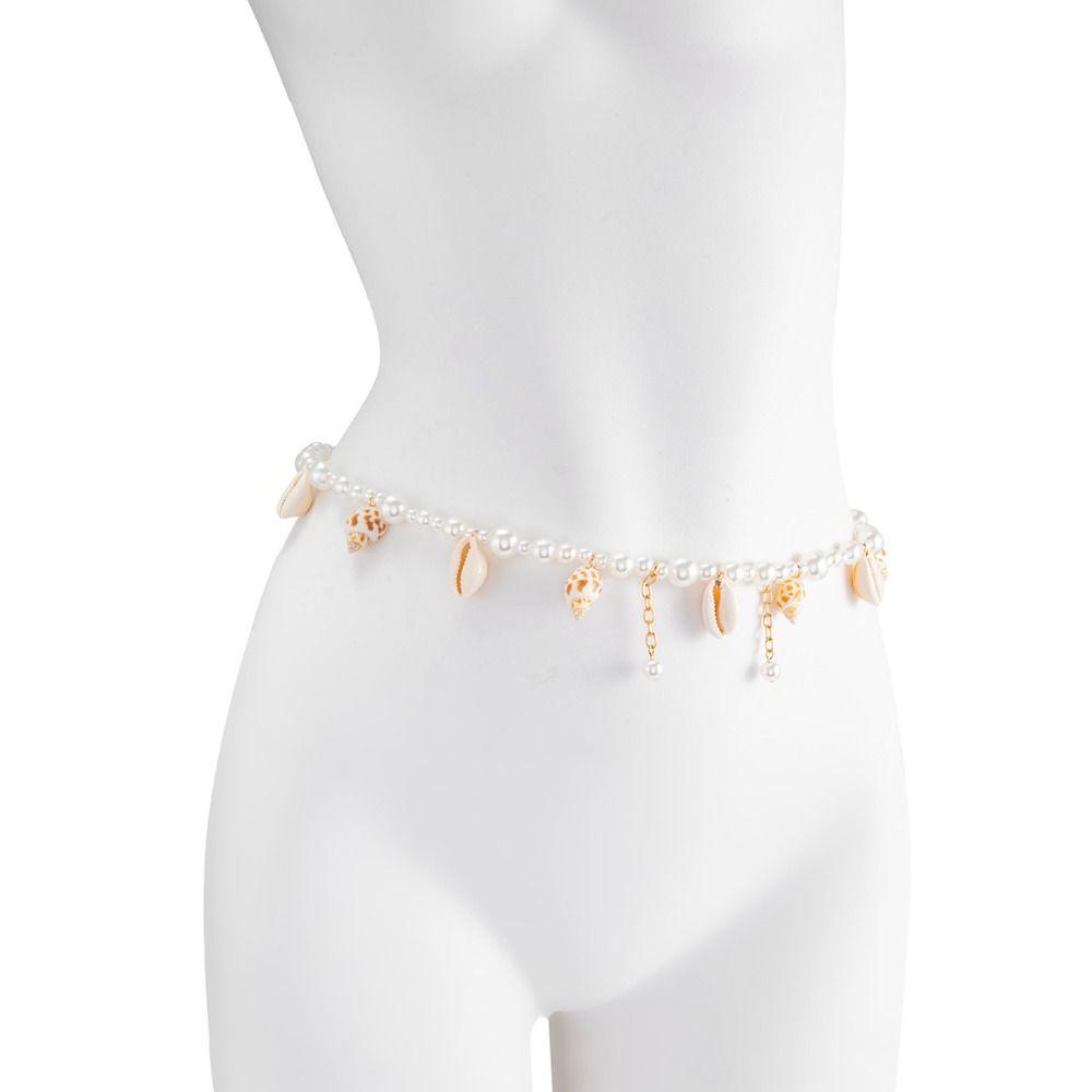 Minimalist Pearl Waist Chain Conch Bohemian Body Chain Starfish Shell Waist Chain  Beach Jewelry