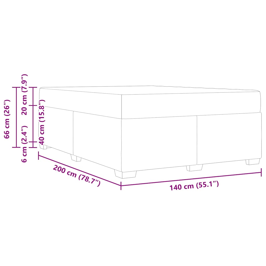 Bed Frame with Mattress Light Grey 140 X 200 Cm Fabric