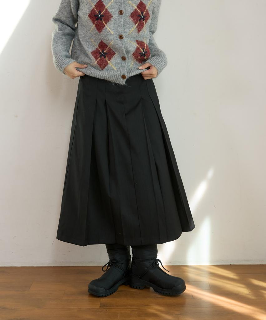 Wioi Classic Pleats Skirt_Black