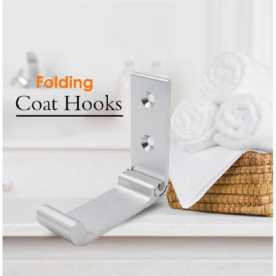 BetterJonny 6 Pcs Folding Coat Hooks, Heavy Duty Foldable Hooks Wall Mounted Aluminum Alloy Wall Hanger Hook for Hanging Coat, Bags, Hat, Backpacks,