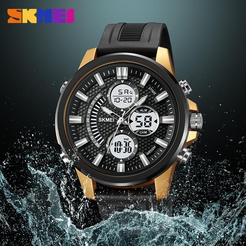 Male student quartz waterproof luminous outdoor alarm clock multi-function dual display electronic watch