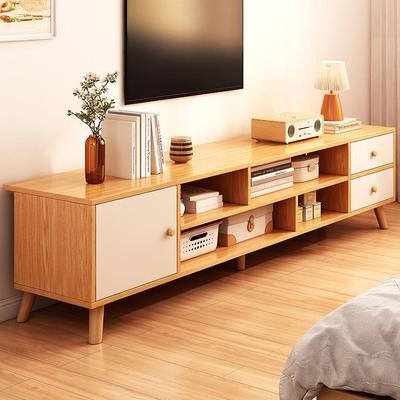 Yijiada Nordisches TV-Ständer- und Couchtisch-Set: Moderner Unterschrank für kleine Wohnungen mit Massivholzbeinen