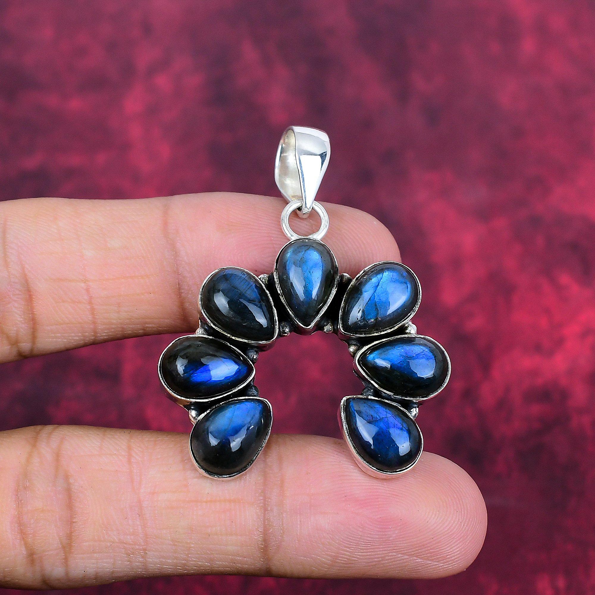 

Подвеска из лабрадорита, ручная работа, драгоценный камень, серебряный кулон 925 пробы, антикварная бижутерия, для подарка, серебряные украшения 1.77 Inches