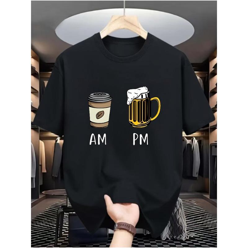 

Европейские размеры Кофе и Пиво Мужская Повседневная Футболка с Цифровым Принтом - Волокно, Круглый Вырез, Короткий Рукав, Уличный Хип-Хоп Стиль S чёрный