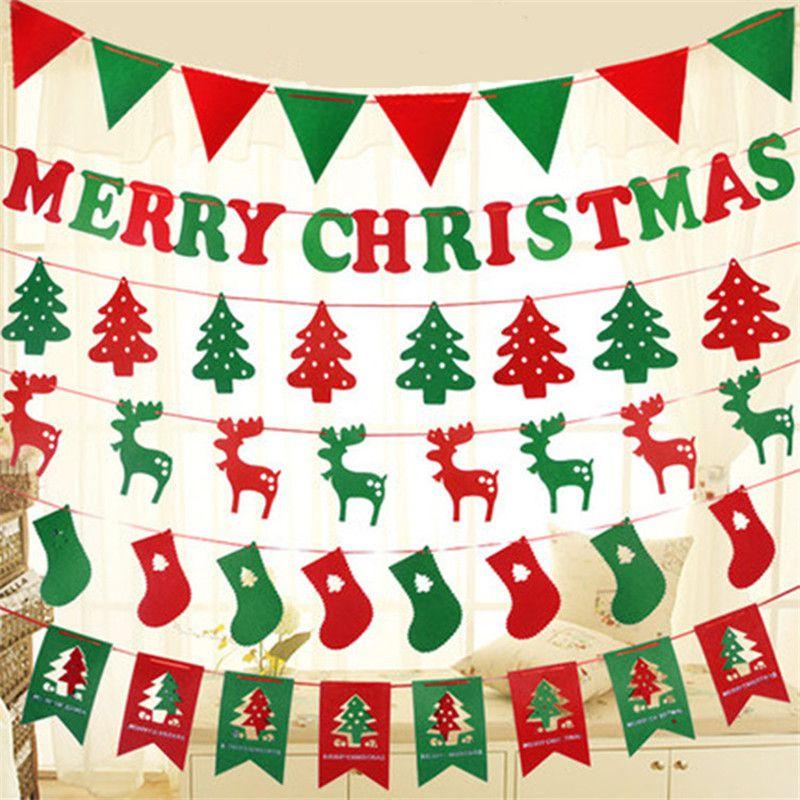 Festive Merry Christmas Bunting Hanging Banner Flag For Xmas Party Decoration