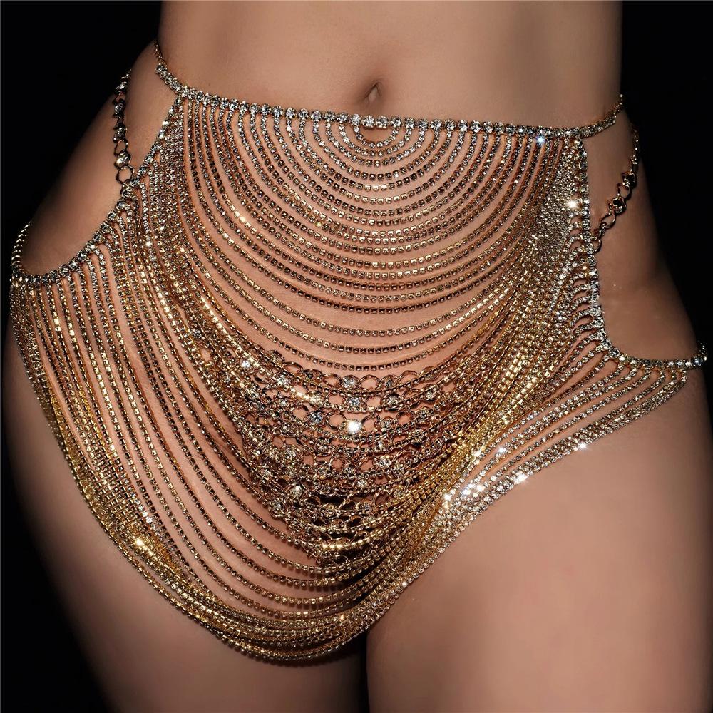 Fashion Accessories, Sexy Hollow Rhinestone Skirt, European And American Tassel Full Diamond Body Chain Women'S Body Chain
