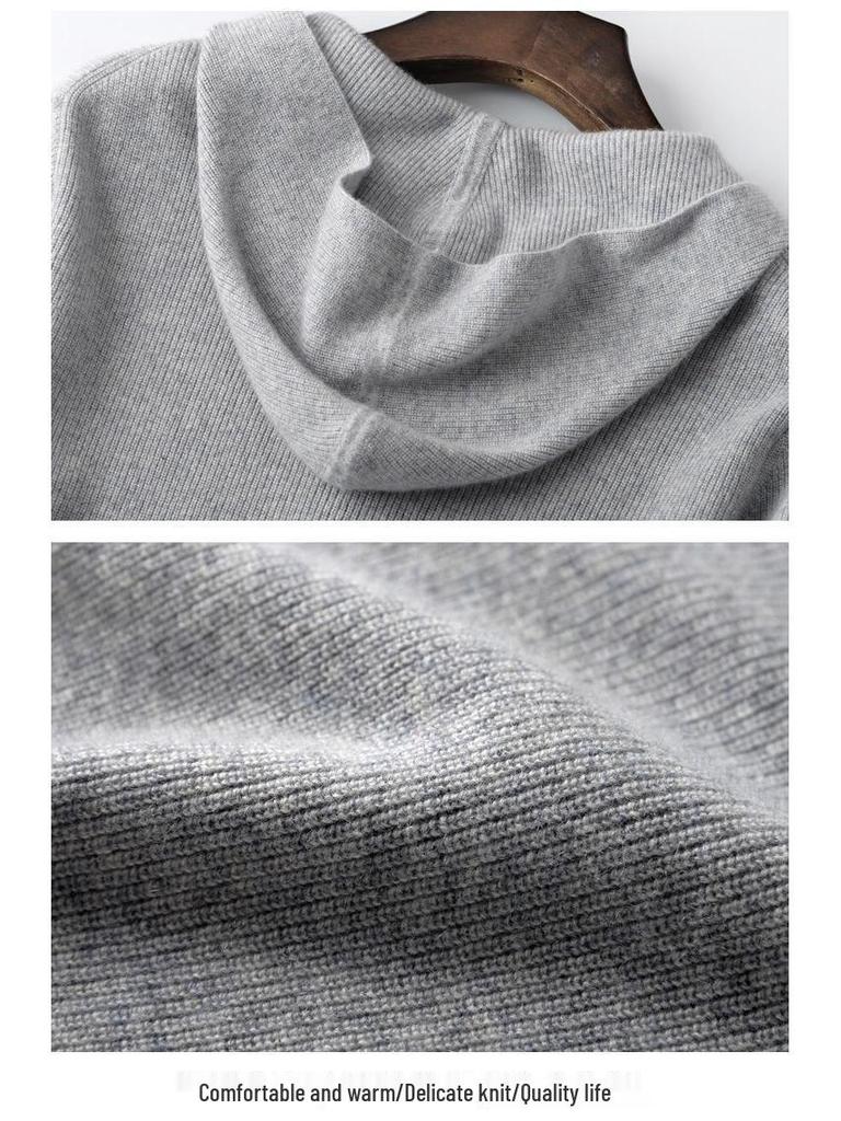 Cardigan Sweats à capuche zippé pour homme Printemps/Automne 2024 - Sweat à capuche en maille unie