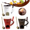 Chocolate Fondue Mug Ceramic for Cheese Melting Cup Tealight Heated Pot
