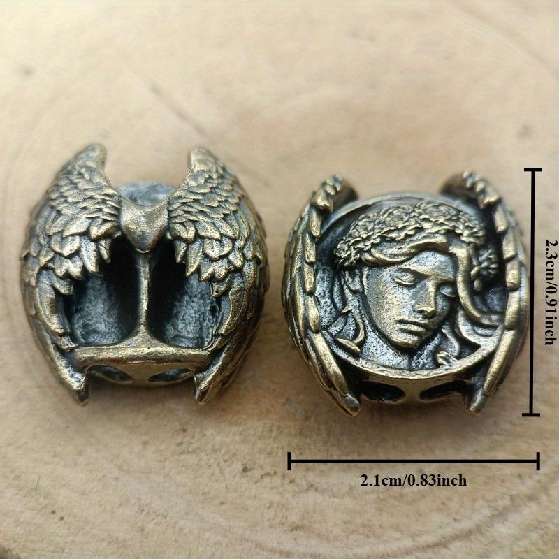 1pcs Vintage Brass 4mm Hole Wings Guardian Beauty Keychain Pendant Backpack Pendant Vintage Brass Crafts Classic Brass Vintage Brass Crafts Miniature