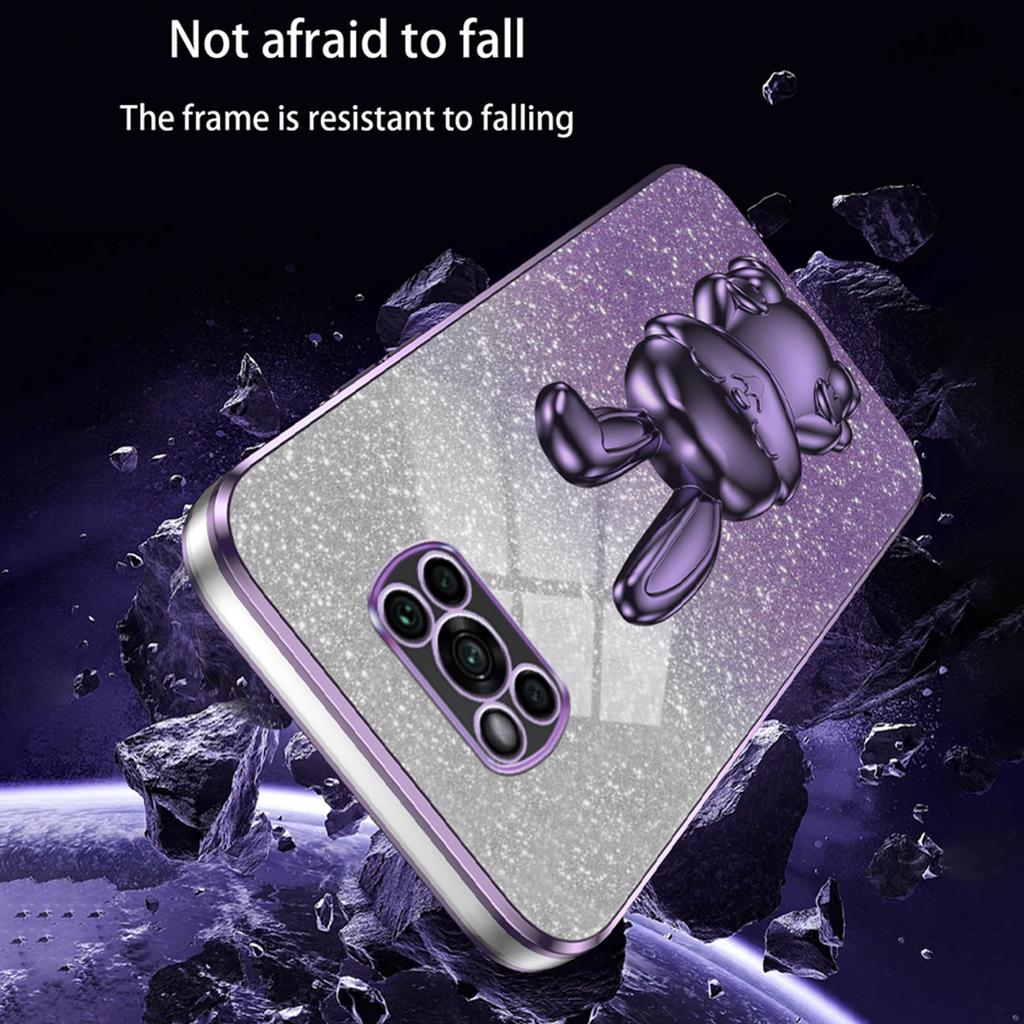 Pro Xiaomi Poco X3/Poco X3 NFC Elektroplatingový kryt na mobilní telefon Výsuvný stojánek PC+TPU Kryt