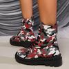 Fashion 2024Winter Women Flat Ankle Boots Casual Platform Fashion Outdoor Non-slip Walking Lace Up Camouflage Shoes Brand Designer Shoes