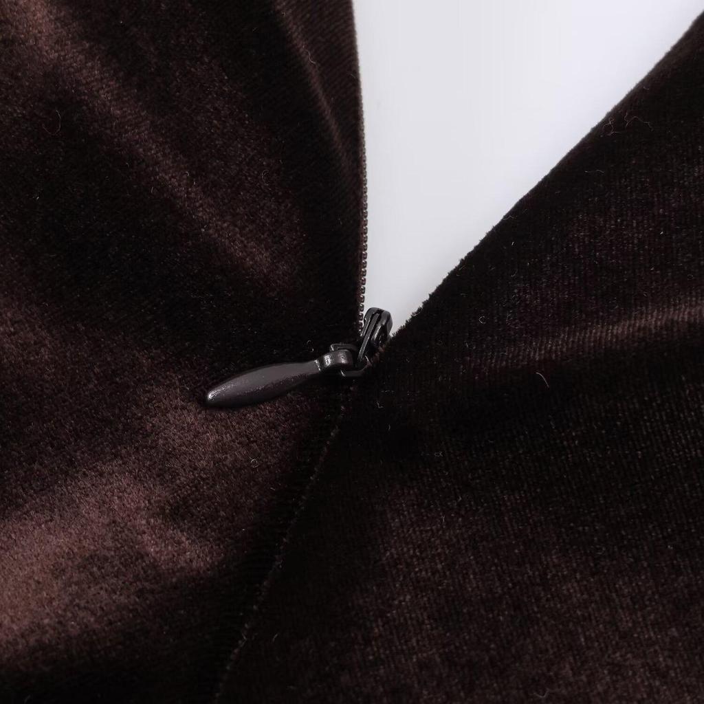 Elegant Spring Pleated Velvet Midi Dress 9801242 - Women's Fashion Style