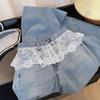 Women's High Waist Lace Patchwork Wide Leg Jeans - Plus Size Slimming Floor-Length Pants for Spring/Summer
