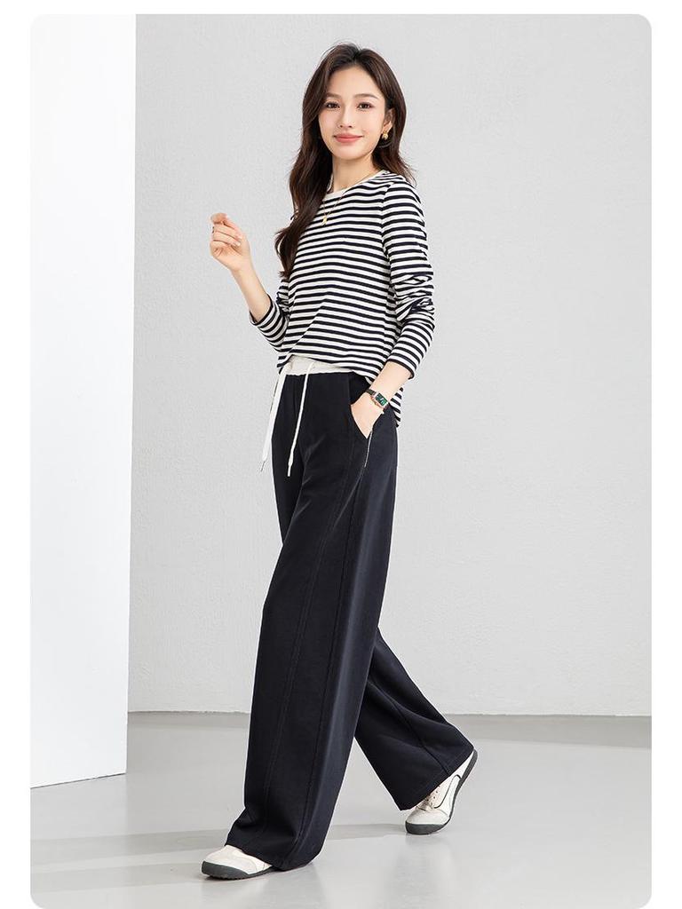 Yi Fei Women's Curved Blade Spring 2026 High-Waist Banana Wide-Leg Sweatpants