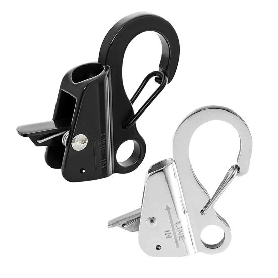 Stainless Steel Sliding Rope Hook Heavy Duty Pontoon Boat Fender Clamps Quick Release Adjustable Docking Clip for 3/8"-5/8" Rope