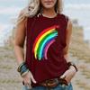 Canottiere Arcobaleno Estive Stampa 3D Donna Moda Casual Streetwear Oversize Scollo a O Canotta Senza Maniche Spalle Scoperte Donna Canottiera