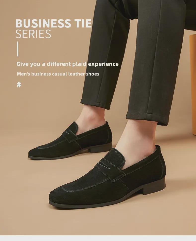 Men's Japanese-Style Suede Loafers: Summer Slip-On, Business Formal, Frosted Leather