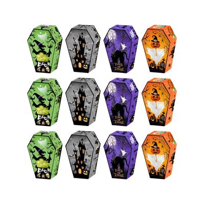12Pcs Halloween Themed Candy Packaging Boxes 250GSM Cardstock Party Treat Box Easy Assembly for Halloween Supplies