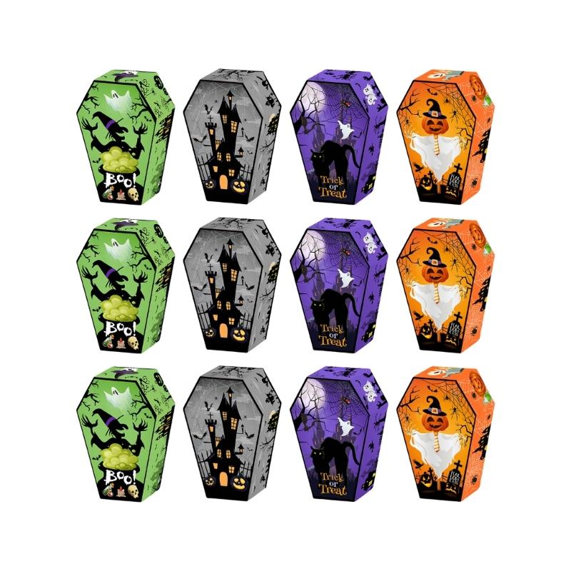 

12Pcs Halloween Themed Candy Packaging Boxes 250GSM Cardstock Party Treat Box Easy Assembly for Halloween Supplies 1