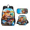 Crash Bandicoot backpack, pencil case, shoulder bag, 3Pcs Set, cartoon print, best school outdoor travel companion for students