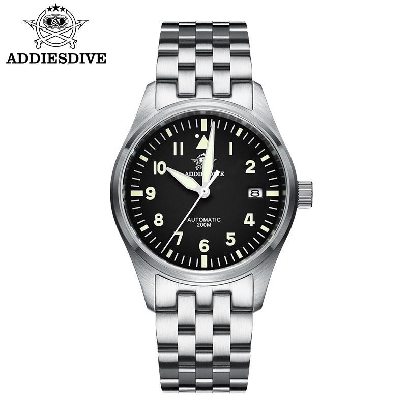 ADDIESDIVE Mechanical Watches Classics MY-H2 Stainless Steel Men's Automatic Watch Waterproof Sapphire Luminous Luxury Watch