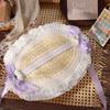Lace Lolita Bonnet Flat Top Bow Ribbon Flower Cap Elegant Lolita Straw Hat  Lolita Accessories