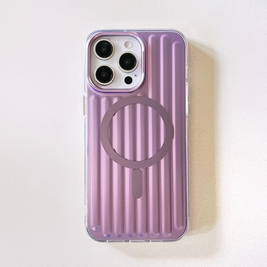Business 3D Corrugated Stripe Stylish Luggage Phone Case for IPhone 17 16 15 14 Pro Max for Magsafe Magnetic Shockproof Cover