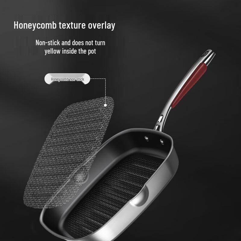Konbaher 316L Stainless Steel Honeycomb Frying Pan