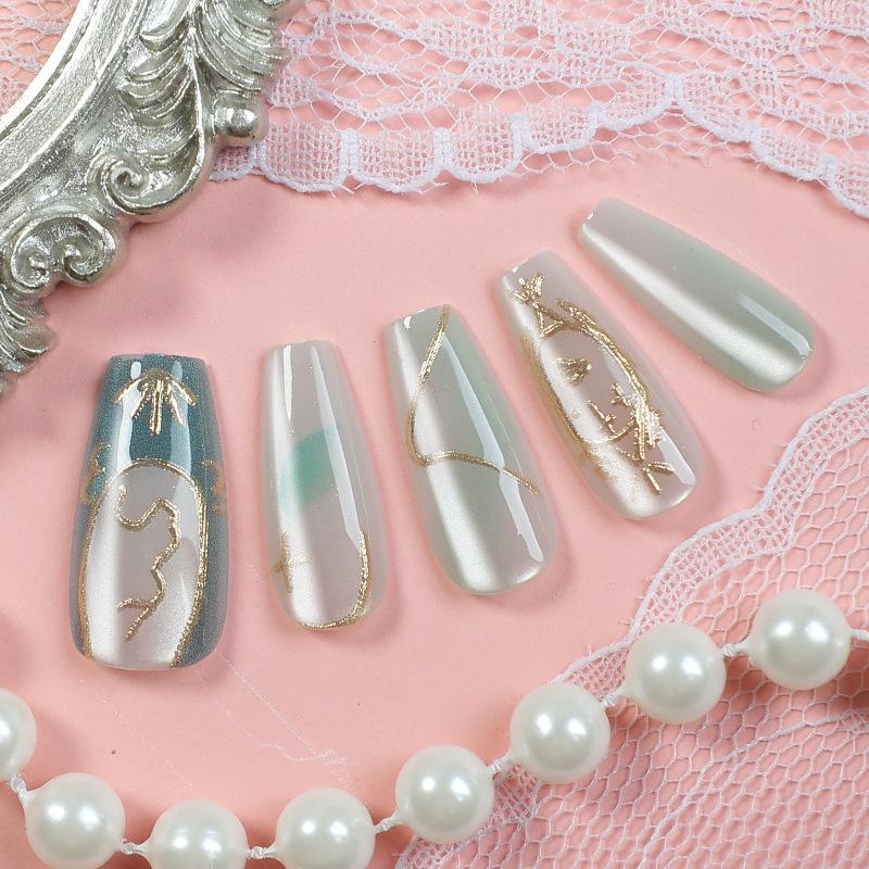 Handmade Autumn/Winter Gilded Flower & Vine Nail Art Stickers – Light Luxury, Chinese Style