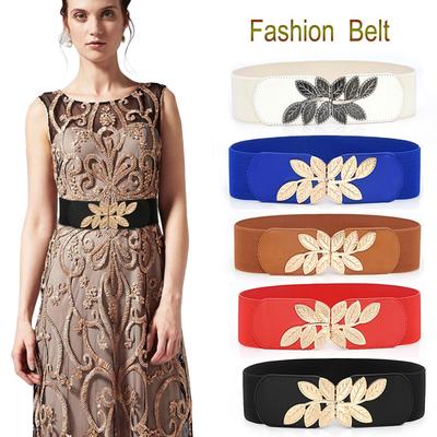 Women's Fashion Wild Wide Waistband Elastic Stretch Dress Waist Belt Buckle Band