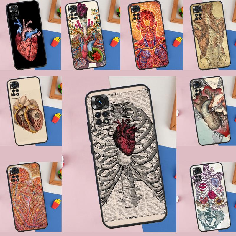 Medical Human Anatomy Case For Xiaomi Redmi Note 10 11 12 8 9 Pro 8T 9S 10S 11S Cover For Redmi 10 9 12C 9C 10C