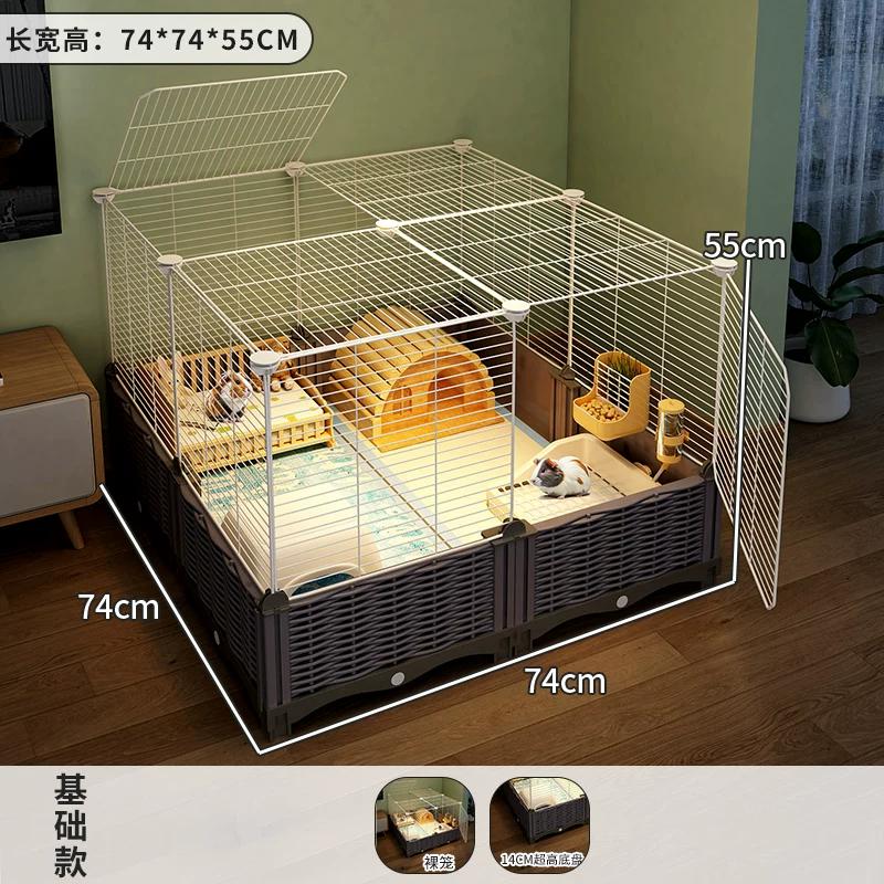 Guinea Pig Cage Mansion with Toilet Double Layer Enclosed Platform for Dutch Pigs Spacious Landscape Habitat Large Rodent Home