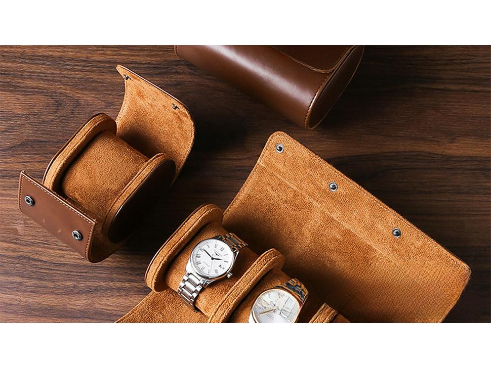 Tragbare Aufbewahrungsbox für Uhren aus PU: Staubdichtes und sturzsicheres Reiseetui mit 3 Fächern für mechanische Uhren.