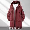 Men Plus Size Long Hooded Windbreaker, Casual Loose Outerwear Coat