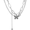 Double-Layered Butterfly Chain Necklace: Hip-Hop Inspired Cold Style Accessory for Women