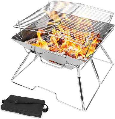 KAZARIKO Klappgrill mit Aufbewahrung BBQ für Kompakte und Edelstahl-Tasche, Kocher, Lagerfeuer, 2-4 Personen, Tragbar,