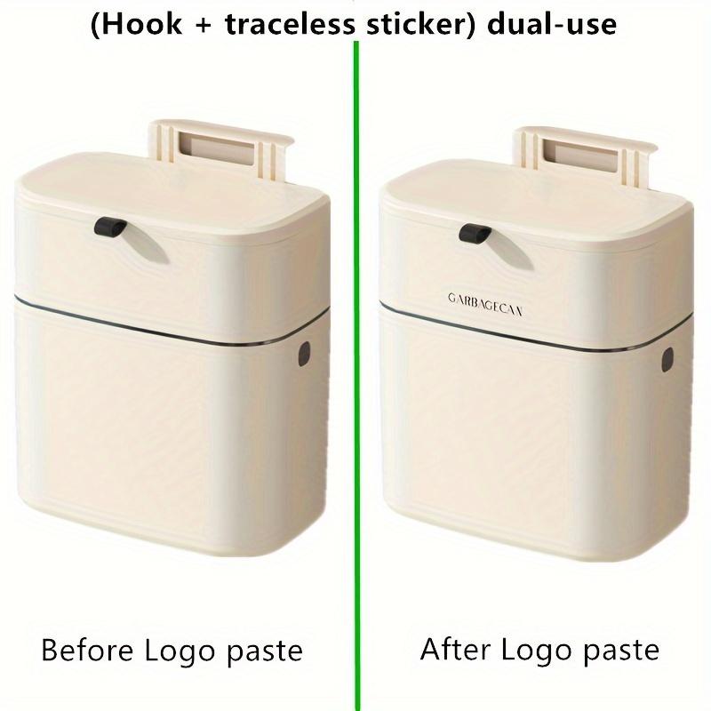 1pc Wall Mounted Trash Can, Household Large Capacity Living Room Toilet Good Appearance Horizontal With Lid Slim Garbage Can, Kitchen Accessories