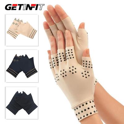 Getinfit Dávkovací Tlakové Poloprsté Rukavice Magnetické Fyzioterapeutické Protiskluzové Rehabilitační Rukavice Venkovní Fitness Jezdecké Rukavice