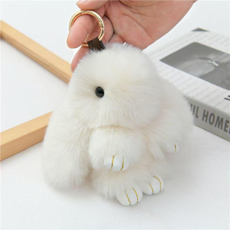 Cute Bunny Plush Pendant Keychain - Rex Rabbit Ornament