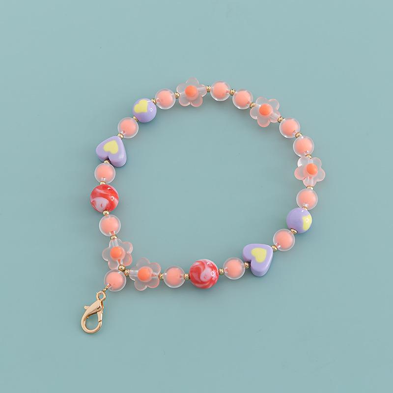 DIY 40cm Acrylic Bead-in-Bead Heart Bag Chain with Multi-color Options